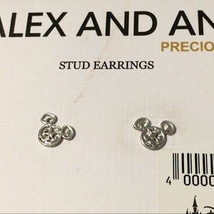 Alex and Ani Disney Mickey Filigree Sterling Silver Post Earrings